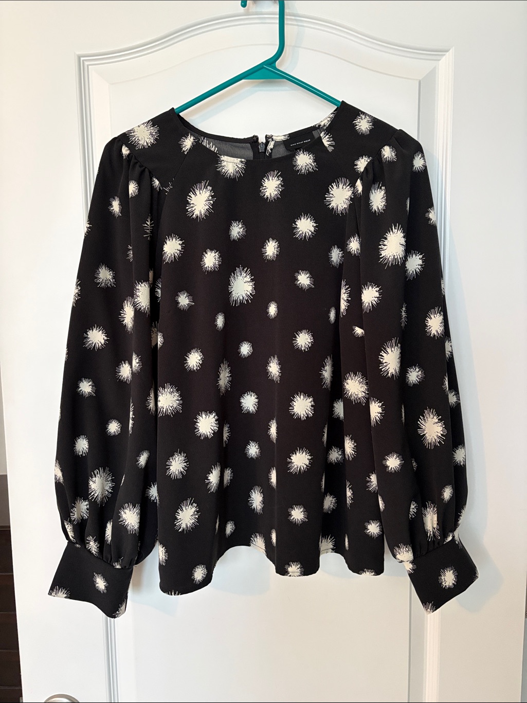 Who What Wear Long Sleeve Black Blouse With Dandelion Design
